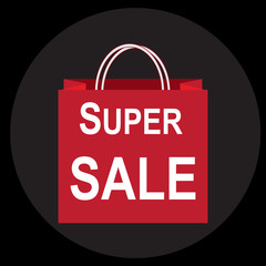 Shopping paper bag with super sale tag