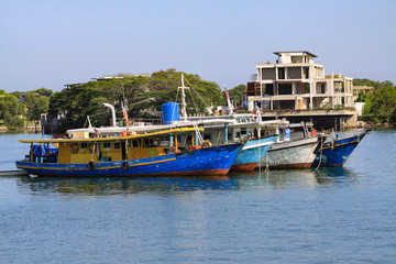 fishing boat park at harbor