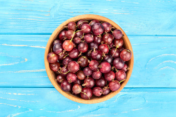 Red gooseberries in bowl
