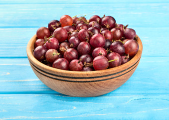 Red gooseberries in bowl