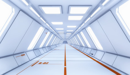 Fototapeta na wymiar 3d render interior. Futuristic hallway. Interior concept design