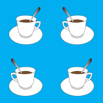 Vector illustration of cups with coffee