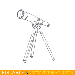 Telescope. Editable vector illustration in linear style.