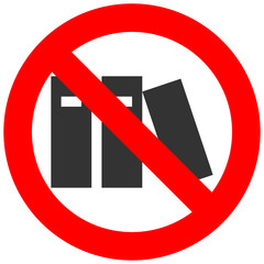 Forbidden sign with book icon isolated on white background. Reading is prohibited vector illustration. Reading is not allowed image. Books are banned.