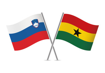 Slovenian and Ghanaian flags. Vector illustration.