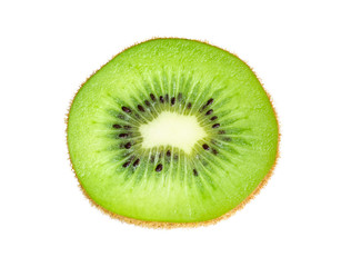 Naklejka na ściany i meble Close-up image of fresh kiwi fruit sliced in half isolated on white background