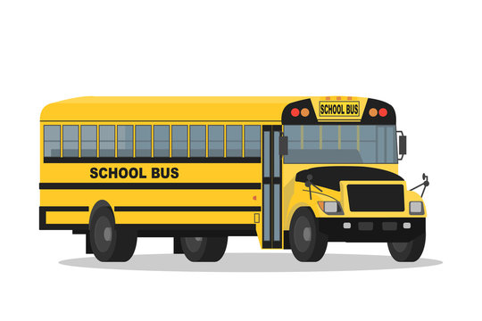 Vector yellow school bus isolated on white background