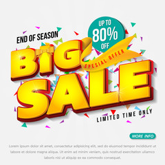Obraz premium Sale banner template design, Big sale special up to 80% off. vector illustration.
