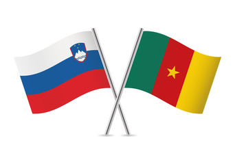 Slovenian and Cameroonian flags. Vector illustration.
