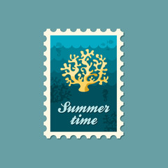 Coral stamp. Summer. Vacation
