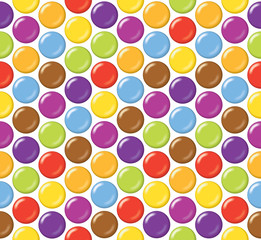 Seamless candy background pattern. Sugar coated candy on a white background.
