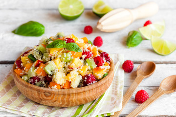 fruit salad with couscous and basil