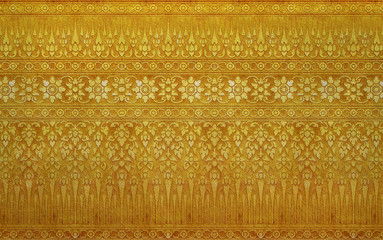 Gold ornament flower vintage pattern in wall background