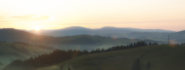Sunrise In Carpathian Mountain (Borzava, Ukraine 2016)