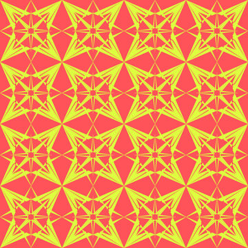 The star of the crystal. Yellow star on a red background for a pattern or background