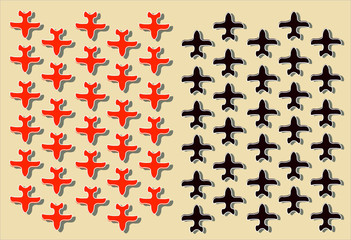 black and red airplanes