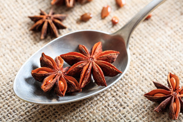 Star anise in a spoon