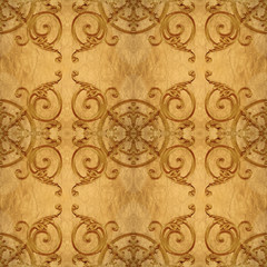 Gold ornament  flower vintage patten in old paper background