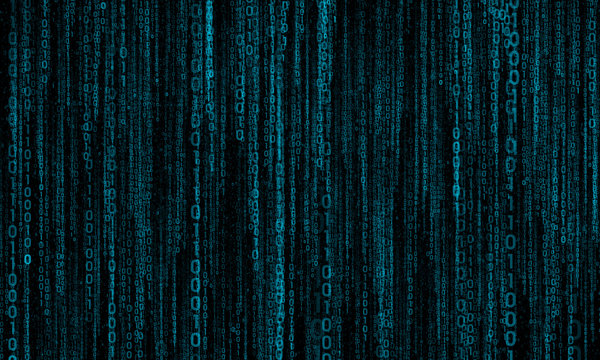 cyberspace with digital lines, binary hanging chain