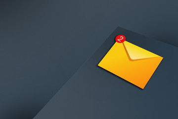 Abstract background with dark gray metal layers and email icon