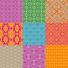 Pattern set of geometric motif in ethnic style