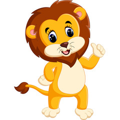 Cute cartoon lion giving thumb up