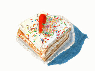 Obraz na płótnie Canvas Carrot cake/Isolated cake with multicolor sprinkles