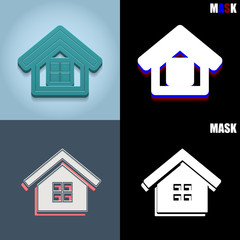 ikona retro 3D i płaska