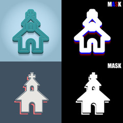 ikona retro 3D i płaska