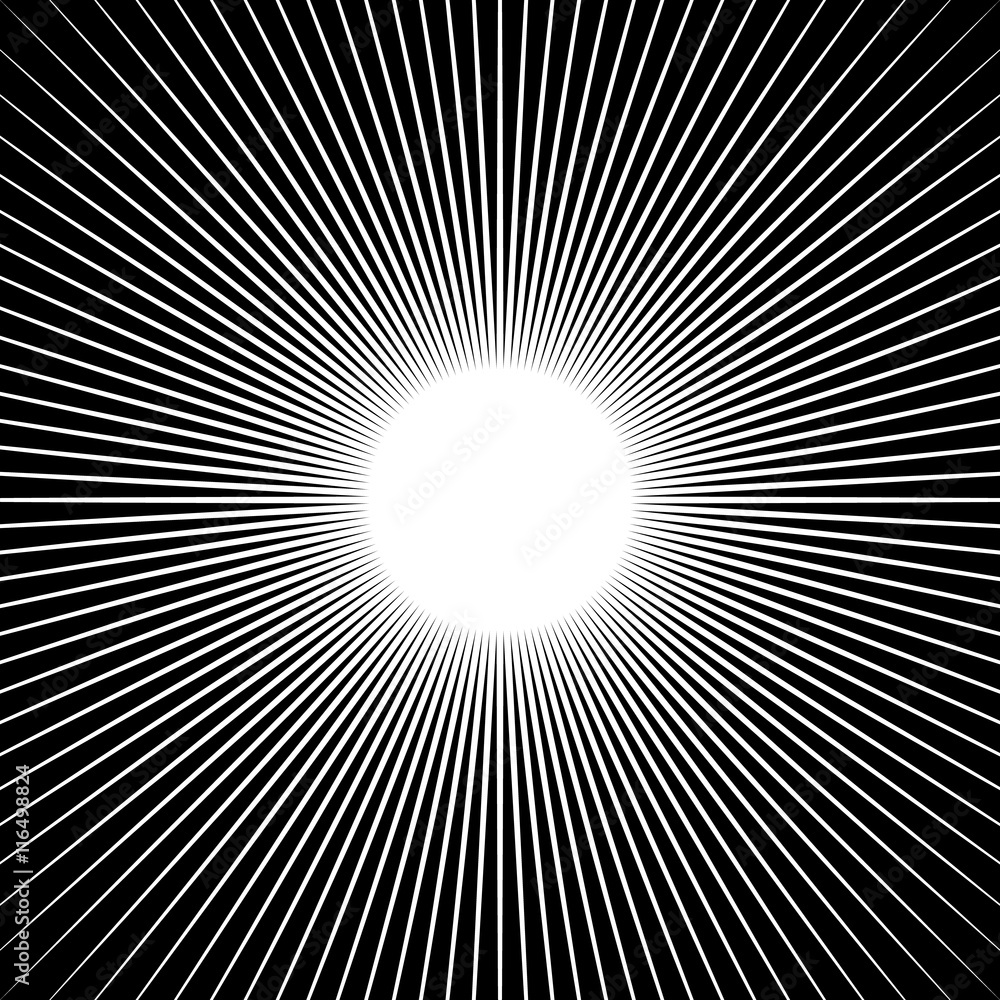 Aufkleber radiating lines starburst pattern. radial rays, beams.