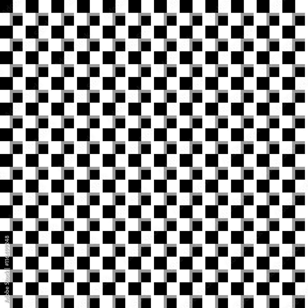 Poster Illusory monochrome background with mosaic of squares. Seamlessl