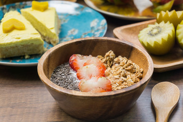 Granola yogurt close up