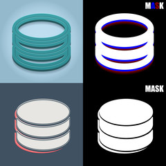 Obraz premium ikona retro 3D i płaska