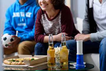 Fans of soccer watching match