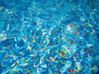 Fototapeta na wymiar Pool view through the thickness of the water