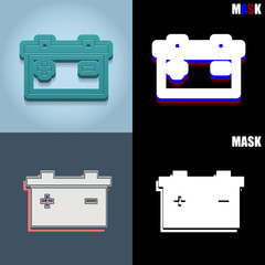 ikona retro 3D i płaska © vempireart