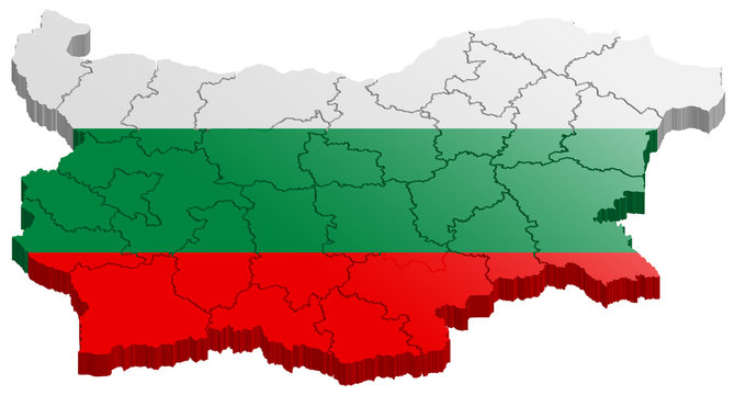Bulgarien Land Karte 3D Design mit Fahne