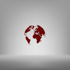 Flat paper cut style icon of globe