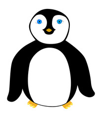 Very cute penguin with blue eyes on isolated background.