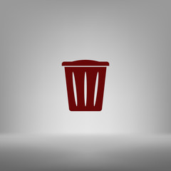 Flat paper cut style icon of trash can