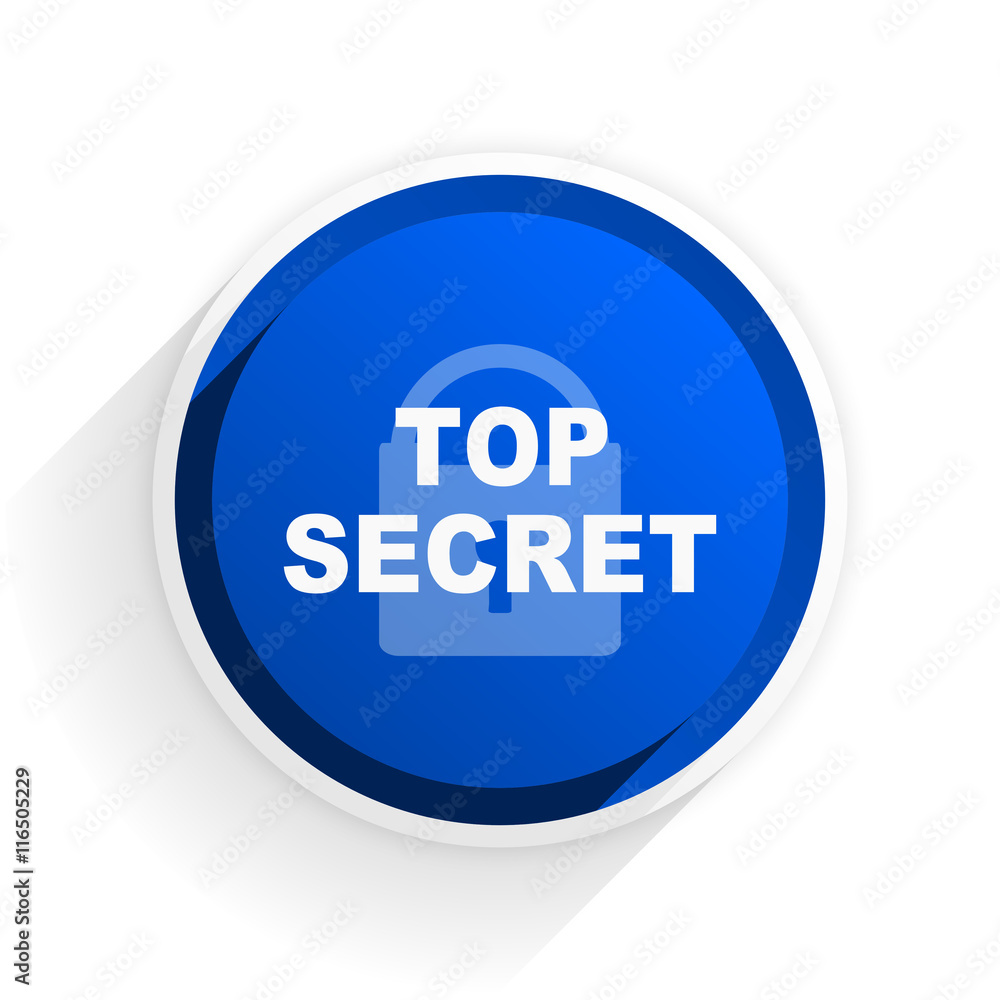 Poster top seret flat icon with shadow on white background, blue modern design web element