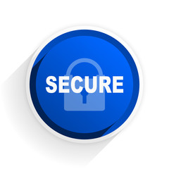 secure flat icon with shadow on white background, blue modern design web element