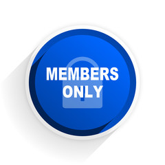 members only flat icon with shadow on white background, blue modern design web element