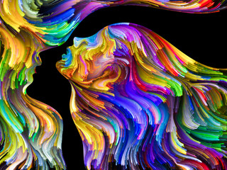 Dwie twarze kobiety, kolorowa abstrakcja