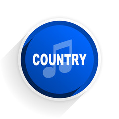 music country flat icon with shadow on white background, blue modern design web element