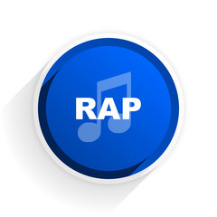 rap music flat icon with shadow on white background, blue modern design web element