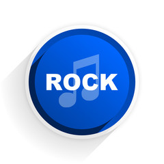 rock music flat icon with shadow on white background, blue modern design web element