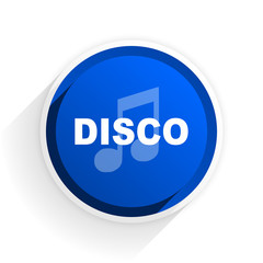 disco music flat icon with shadow on white background, blue modern design web element