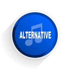 alternative music flat icon with shadow on white background, blue modern design web element