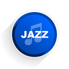 jazz music flat icon with shadow on white background, blue modern design web element